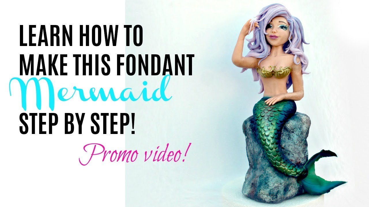 Mermaid fondant cake topper tutorial promo