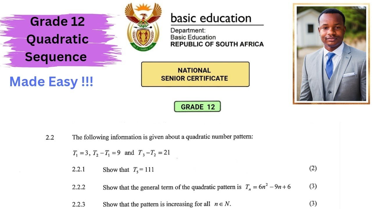 Grade 12 Mathematics | Quadratic Number sequence and patterns