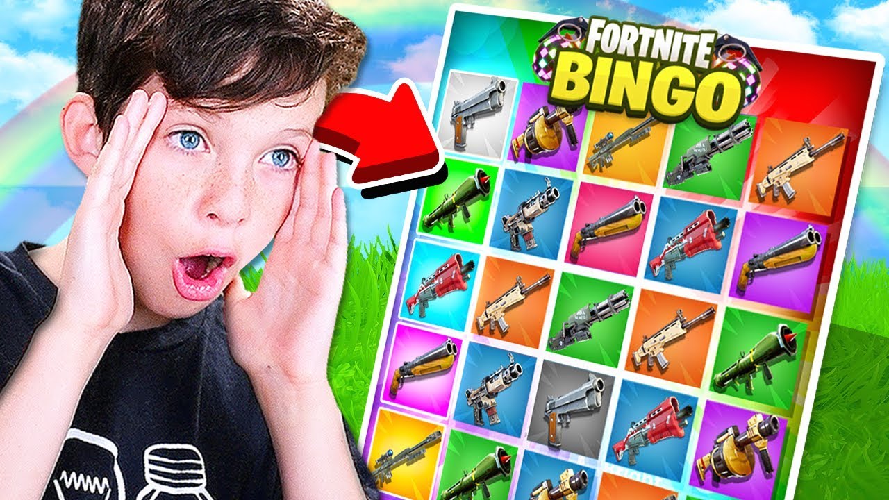 *NEW* 1v1 FORTNITE RAINBOW BINGO CHALLENGE with my LITTLE BROTHER!