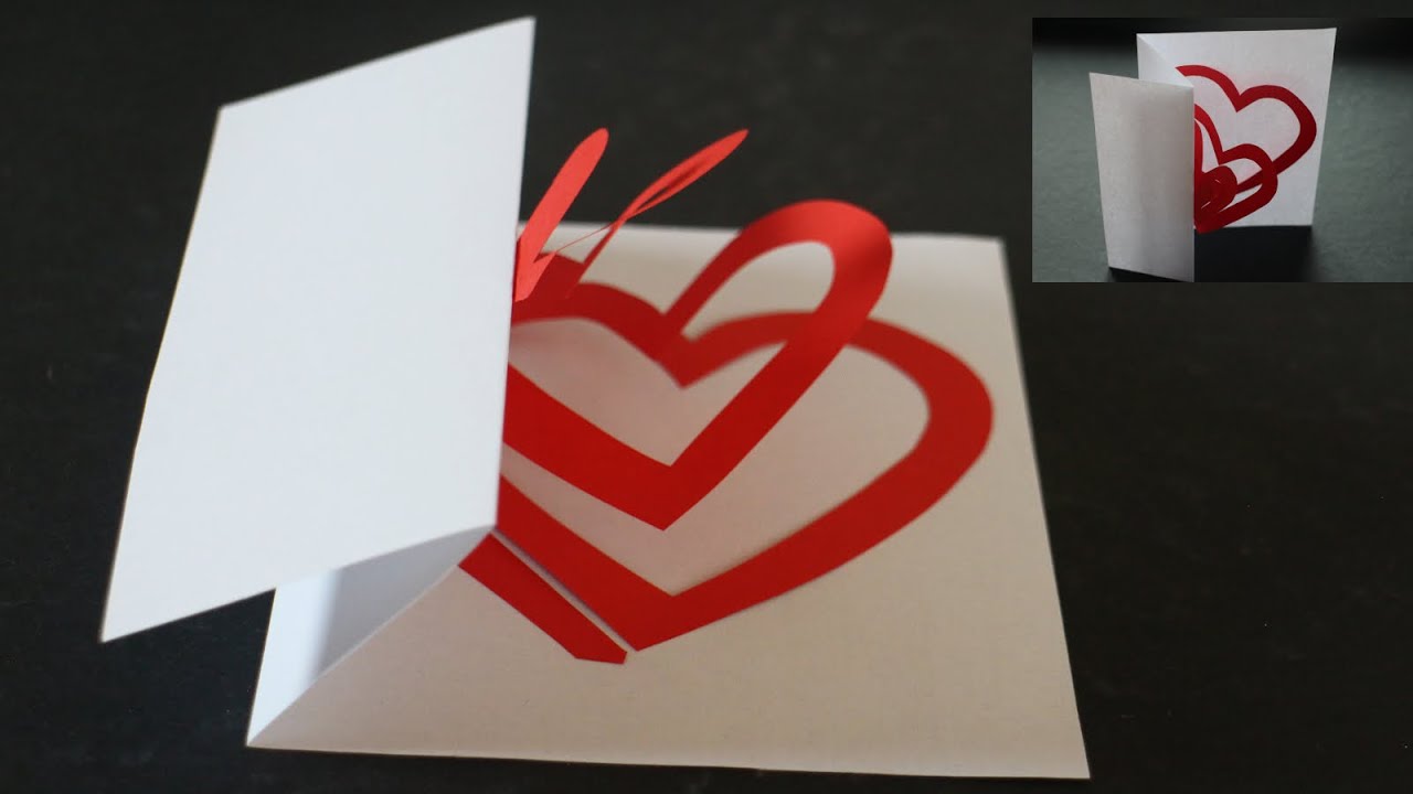 Herz Karte selber basteln mit Papier f&uuml;r Muttertag, Geburtstag, Hochzeit, Valentinstag & Weihnachten