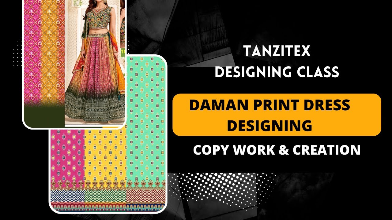 DRESS DESIGNING IN PHOTOSHOP- SKIRT & DAMAN Print For Textile #Digitalprint #designing #fashion