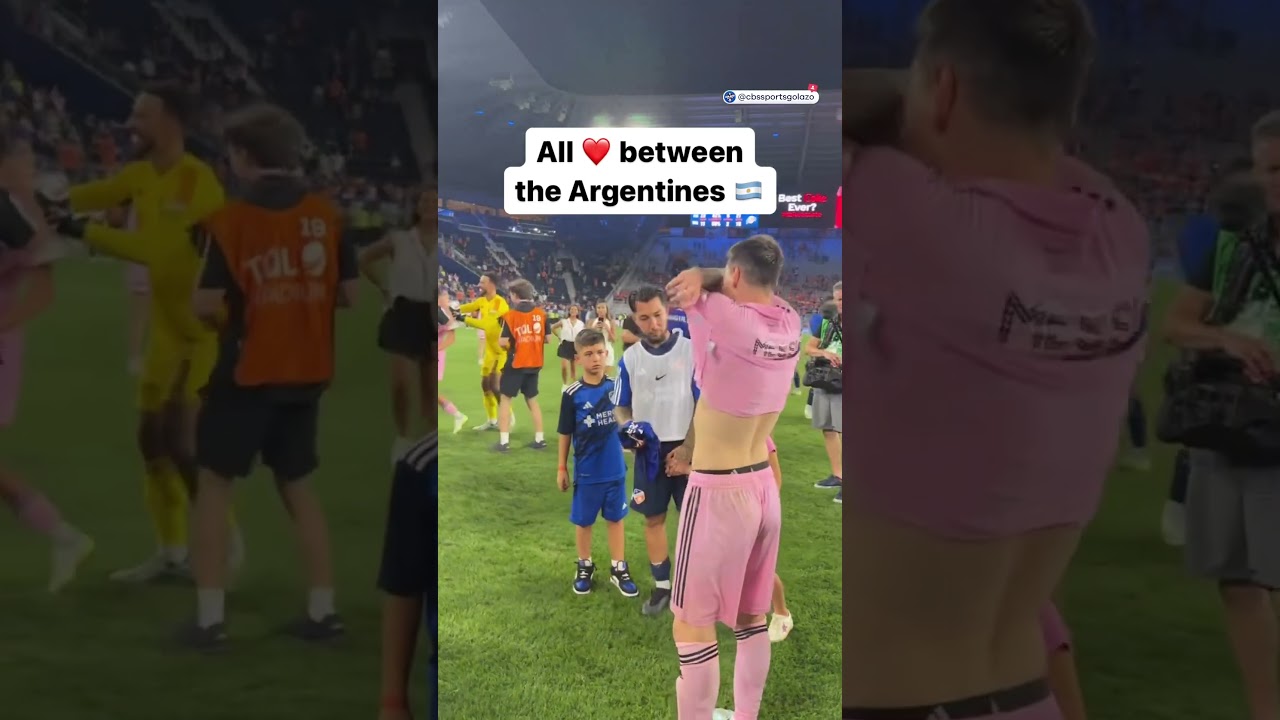 Lucho Acosta & Lionel Messi swap shirts after U.S. Open Cup! 🤝