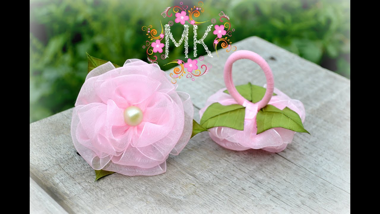 DIY.Organza & Satin Ribbon Flower . Квіти з органзи на резинках .Для ваших принцес!!!