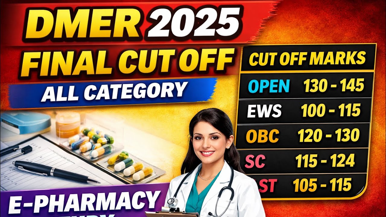 DMER Final cut off| 2025 DMER Final Cut Off All Category EWS|Open|OBC|SC E Pharmacy Study 