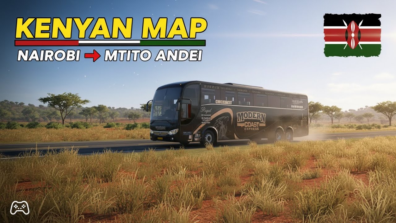 ETS2 Kenya Map | Modern Coast Express Bus Nairobi to Mtito Andei 🇰🇪