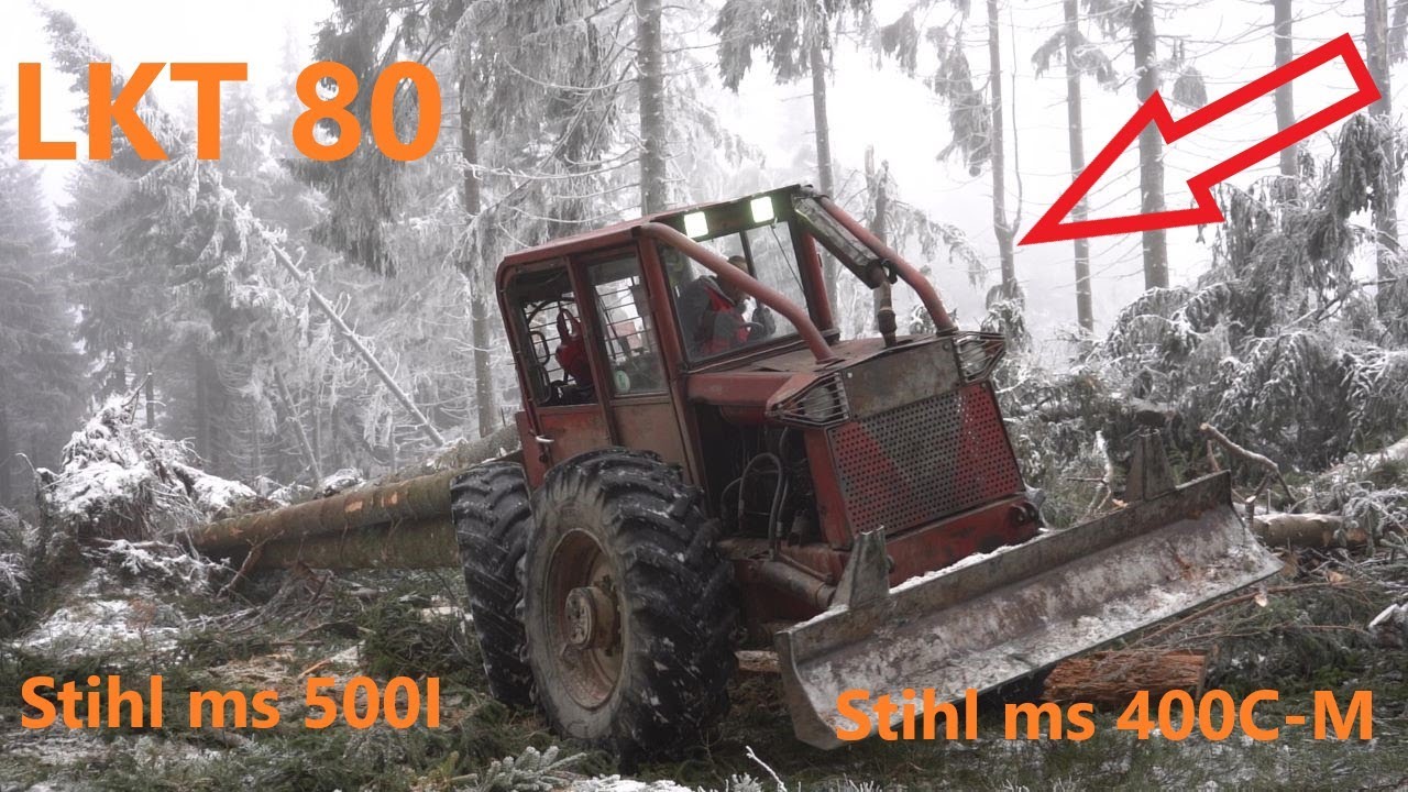 Ścinka Stihl ms500I i Stihl ms400C-M, Zrywka LKT 80 i składanie metrów Zetor