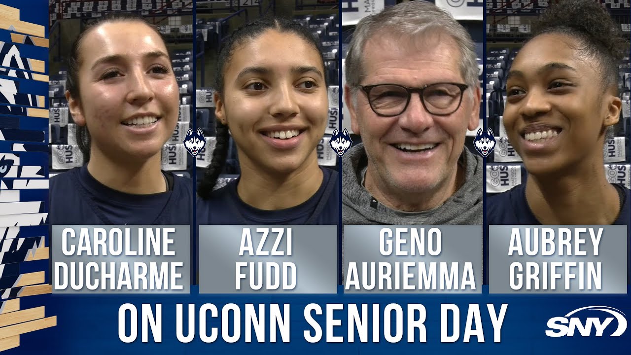 Geno Auriemma, Azzi Fudd, Aubrey Griffin and Caroline Ducharme reflect before UConn Senior Day | SNY