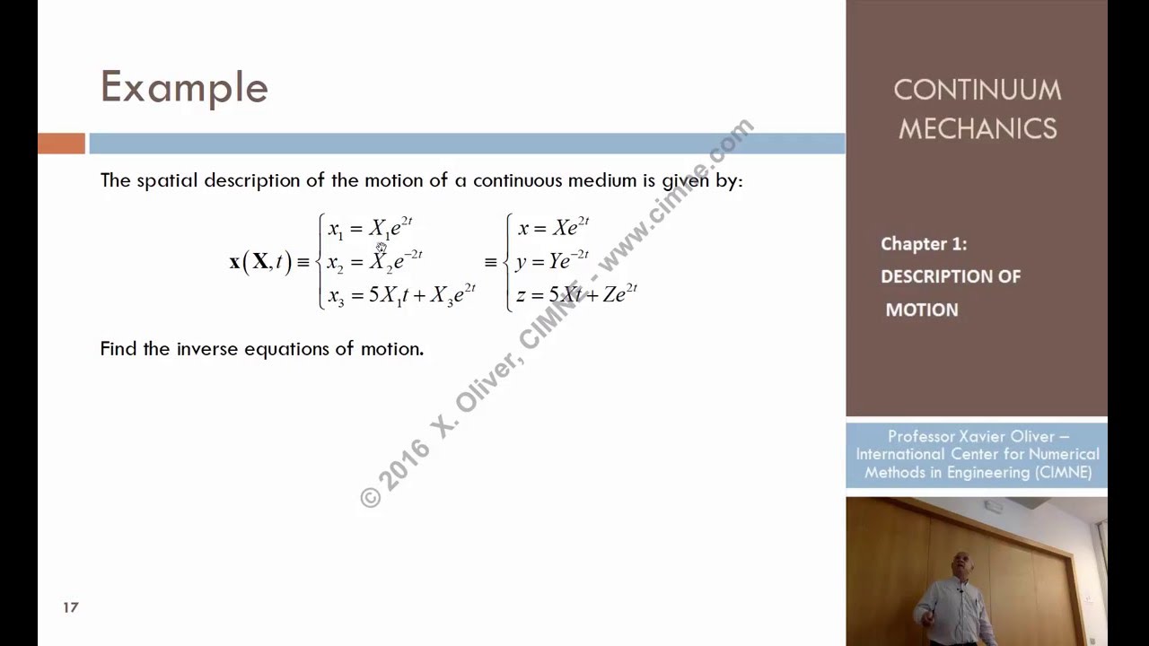 Continuum Mechanics - Ch 1 - Lecture 3 - Equations of Motion: Example