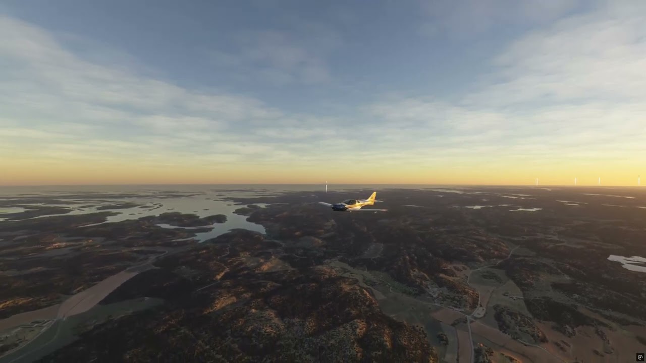 Sunset Flight 2:30 pm Local Time from  Västervik, Sweden to Norrköping  Norrköping, Sweden