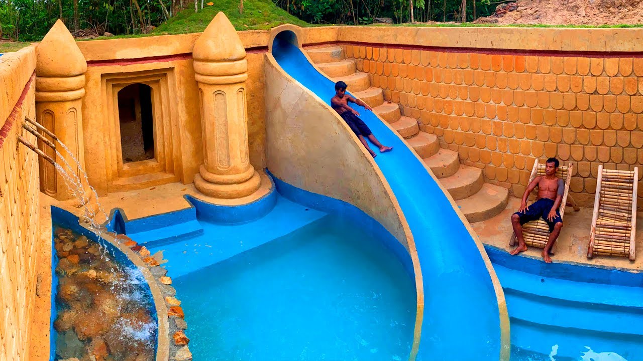 96Days Building An Underground Temple House With Water Slide To Underground Swimming Pool
