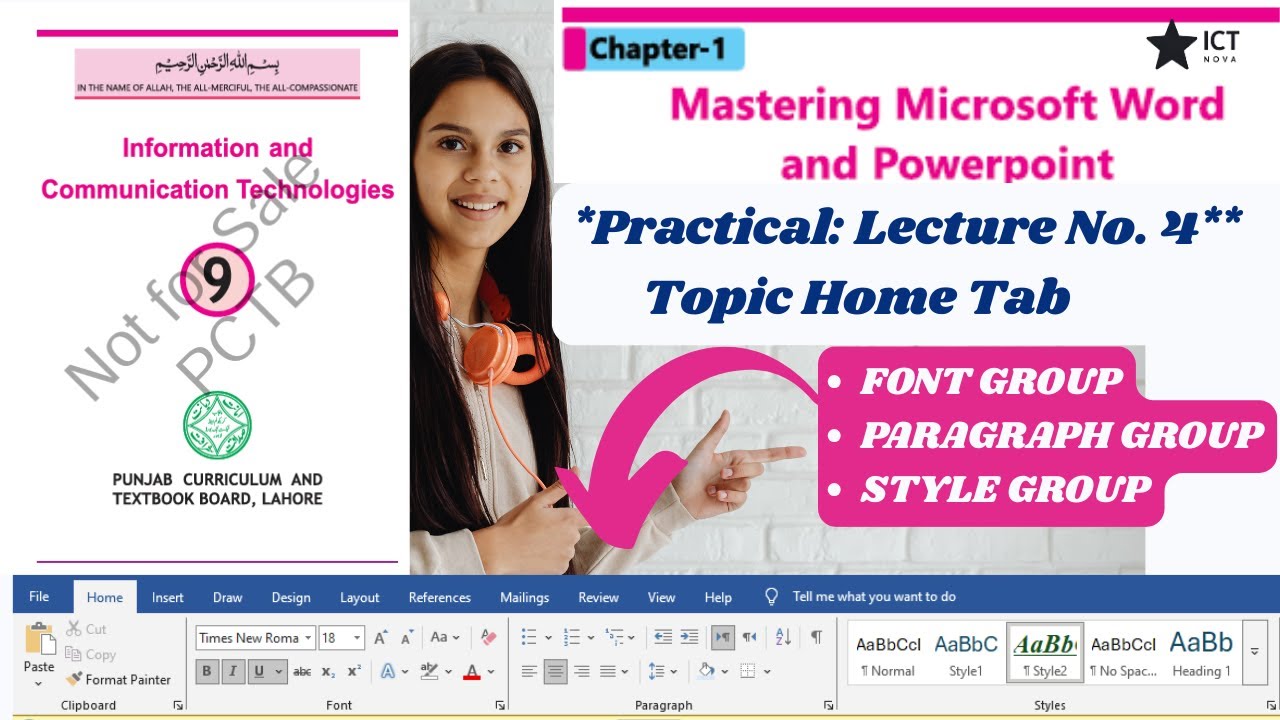 MS Word Home Tab Practical in Urdu | Class 9 ICT | Matric Tech 2025 | ICTNova