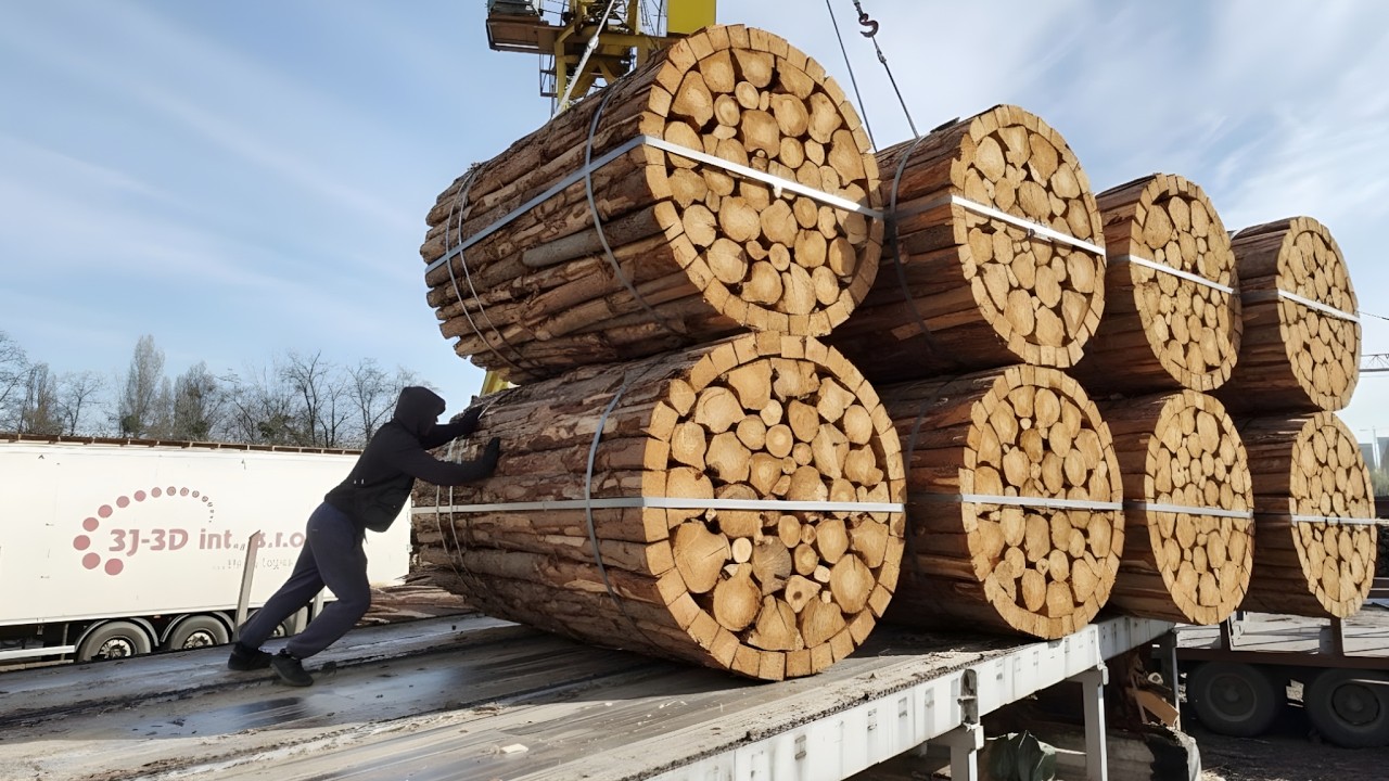 EXTREME Timber Stack Under MAX LOAD — Feeding the Wood Chips Line.