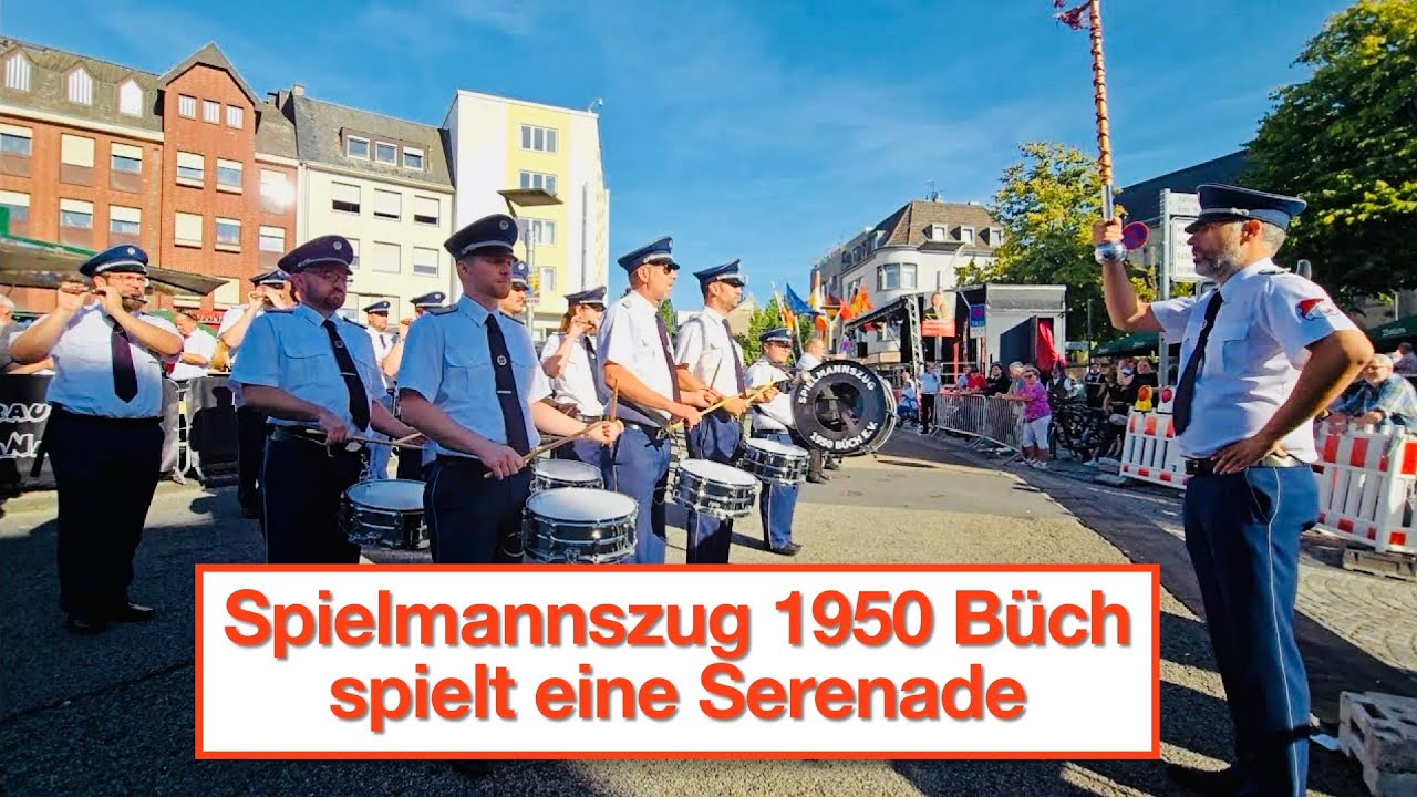 Mönchengladbach Stadtschützenfest 2025 - Spielmannszug 1950 Büch spielt eine Serenade (4K)