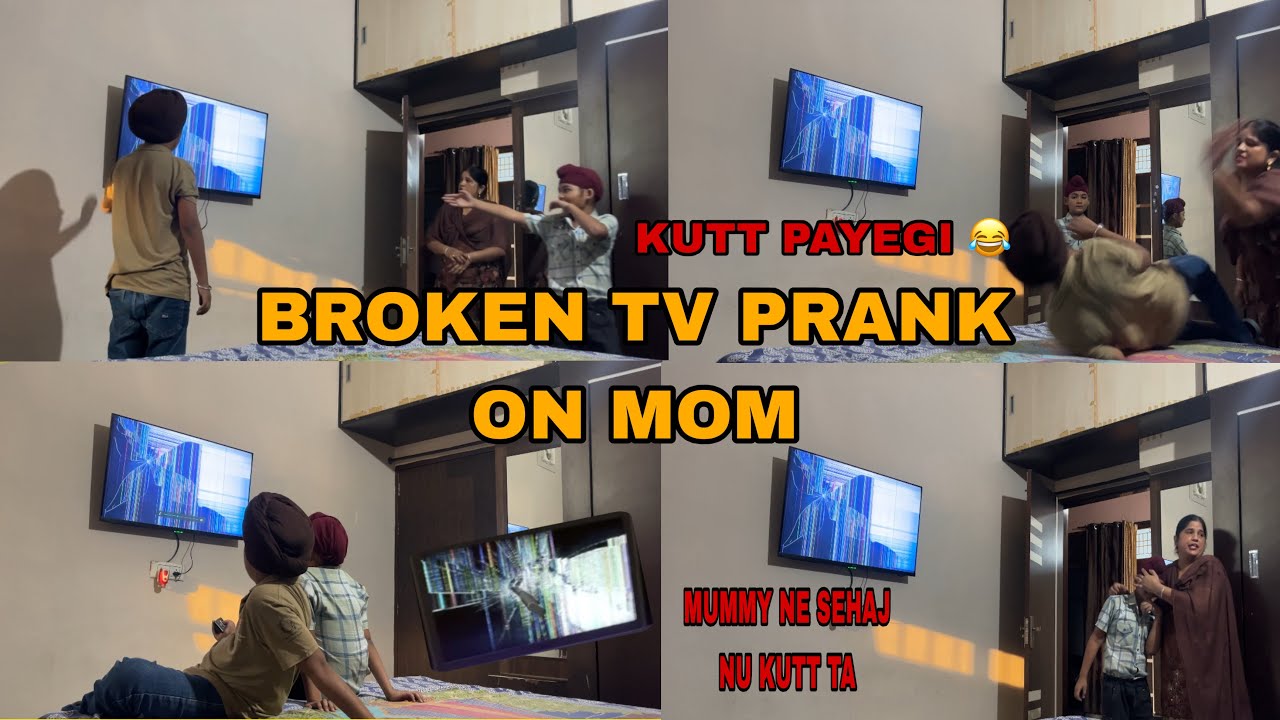  BROKEN TV 📺PRANK ON MOM 😂 MUMMY NE KUTT TA SANU 😡 JASHAN JAGRAON 