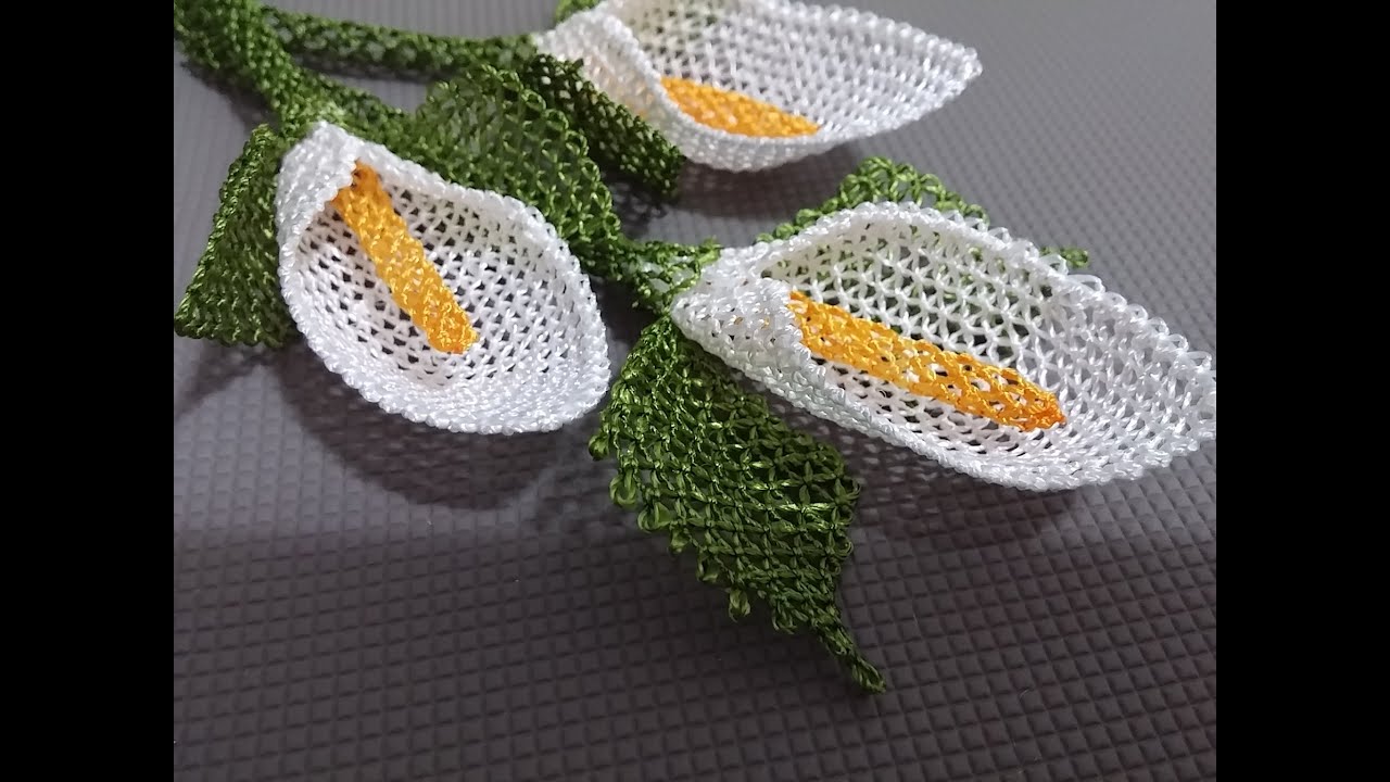 İğne oyaları gala (calla) çiçeği yapımı-Needle shedding gala (calla) flower making