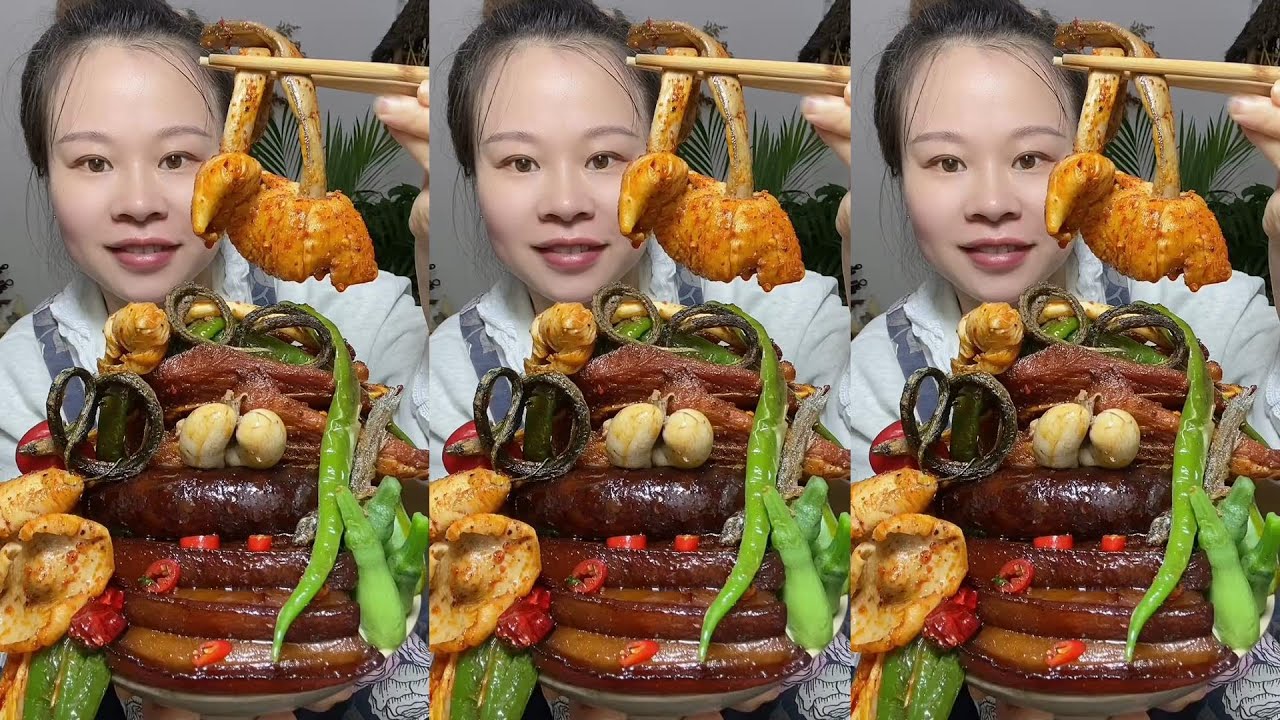 🔥 Homemade Mukbang | Braised Pork, Water Spinach, Eggs & Super Spicy Chili 🌶️ | Super delicious