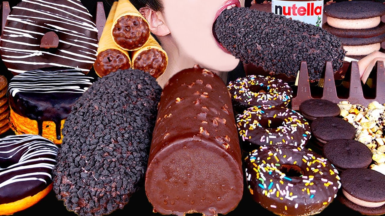 ASMR MAGNUM CHOCOLATE ICE CREAM OREO CAKE NUTELLA LOTUS DESSERT MUKBANG초콜릿 먹방チョコレート 咀嚼音EATING SOUNDS