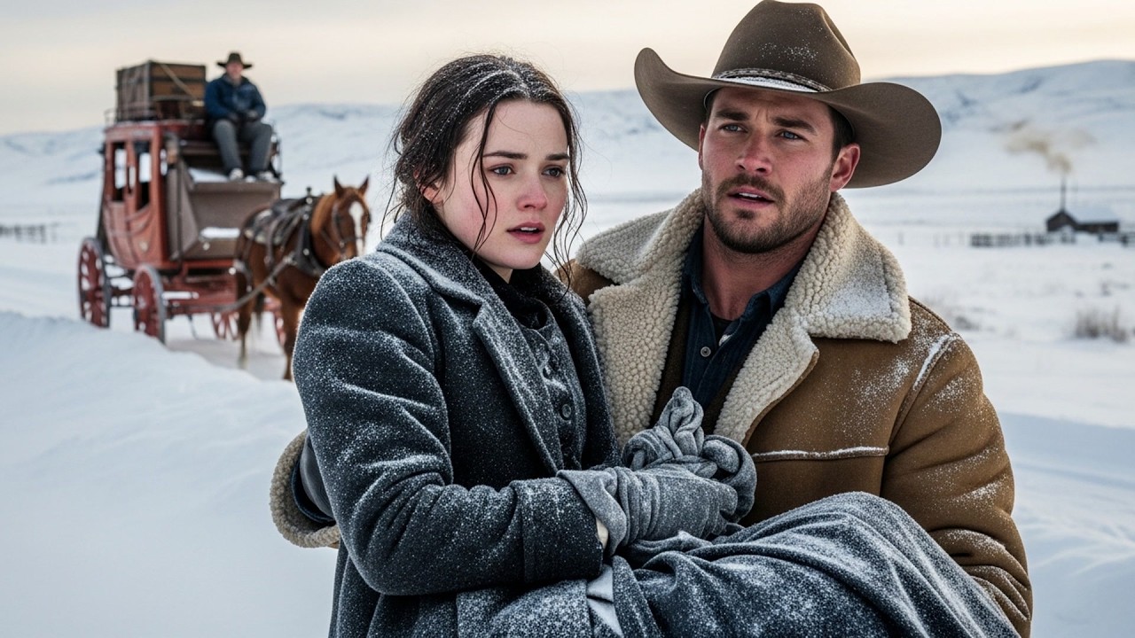 She Was Pushed From A Moving Stage Into The Drifts, The Cowboy Happened By And Stopped To Help