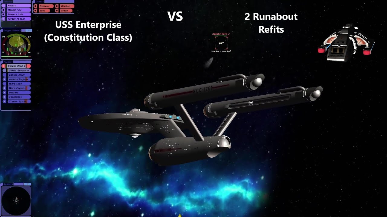 Star Trek The Original Series USS Enterprise VS 2 Runabout Refits | Ship Battles | Bridge Commander