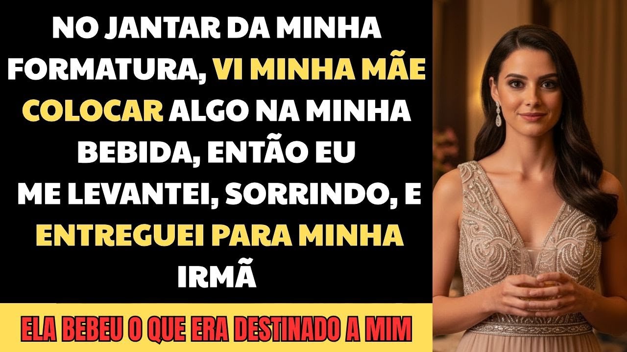 No jantar de formatura, vi minha mãe colocar algo escondido na minha bebida-Eu me levantei, sorrindo