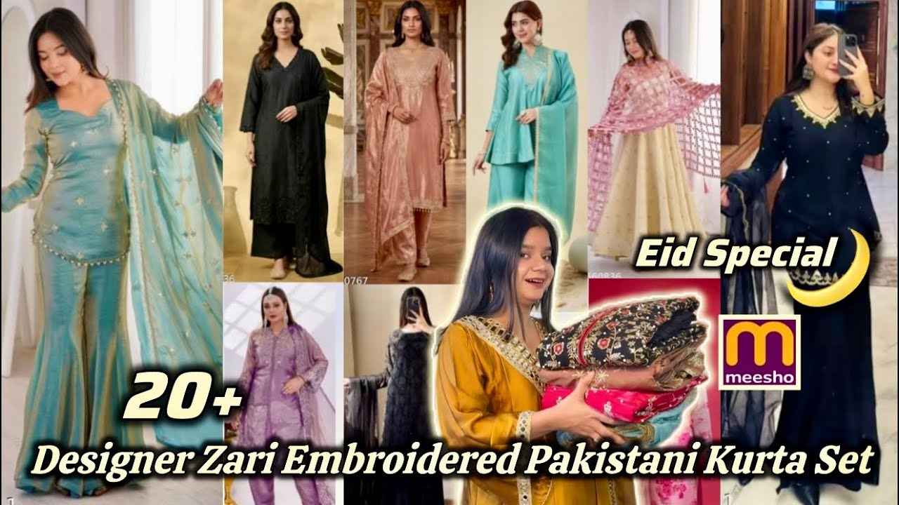 Eid Special🌙 Affordable Pakistani Suit Haul | Meesho Zari Embroidered & Sharara Sets 🌸 #meesho 