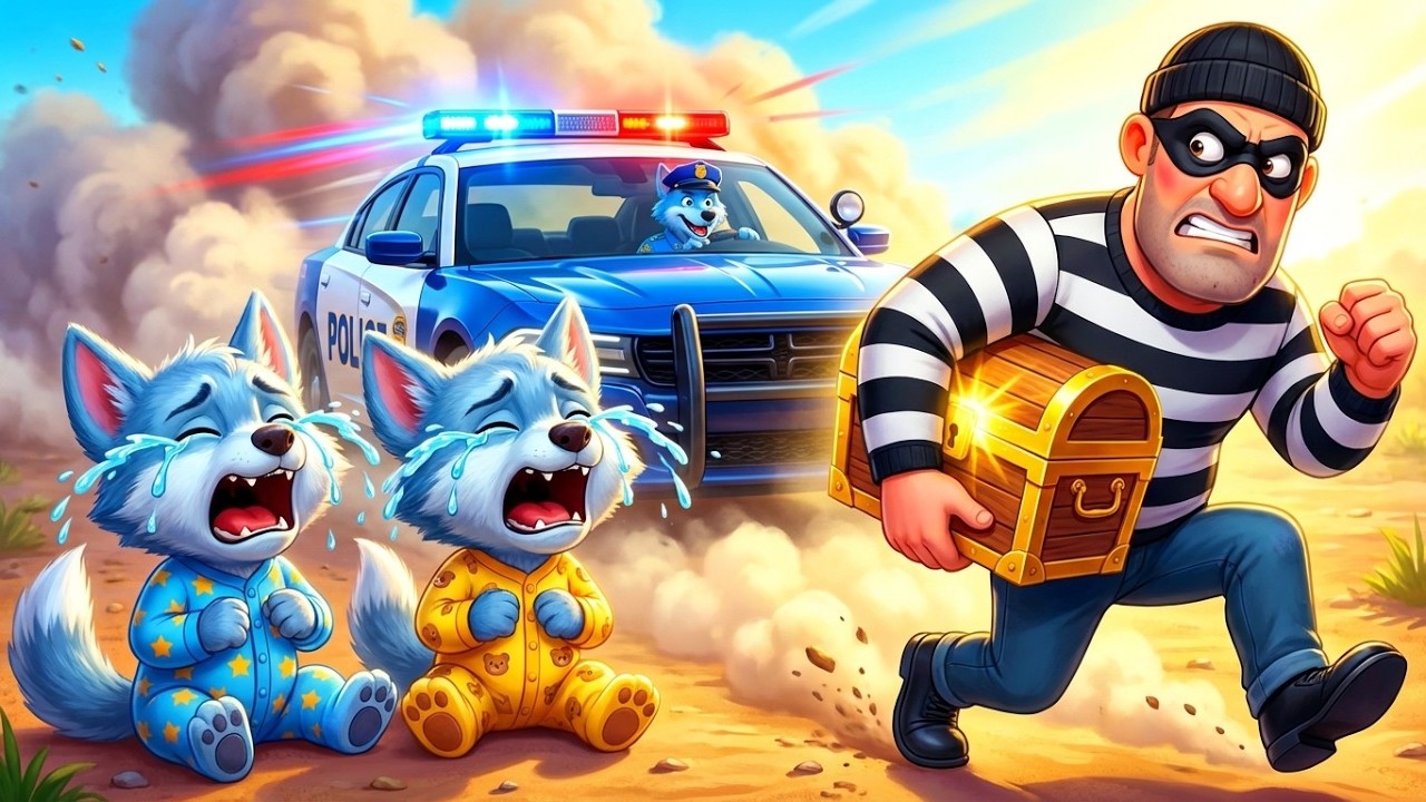 🚔 Police Car Rescue! Naughty Thief Stole the Treasure 😱 | 3D Cartoon Story for Kids