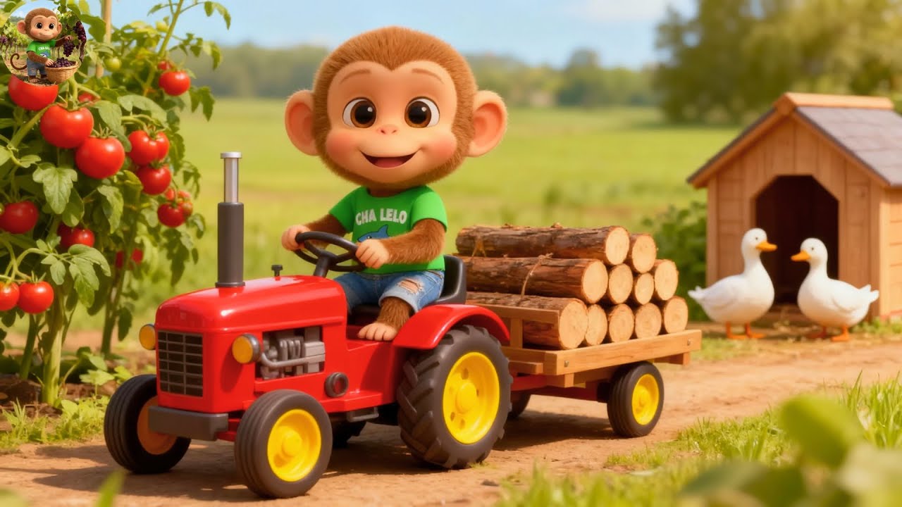 Baby Monkey Tractor Rescue Funny Farm Animals 🚜
