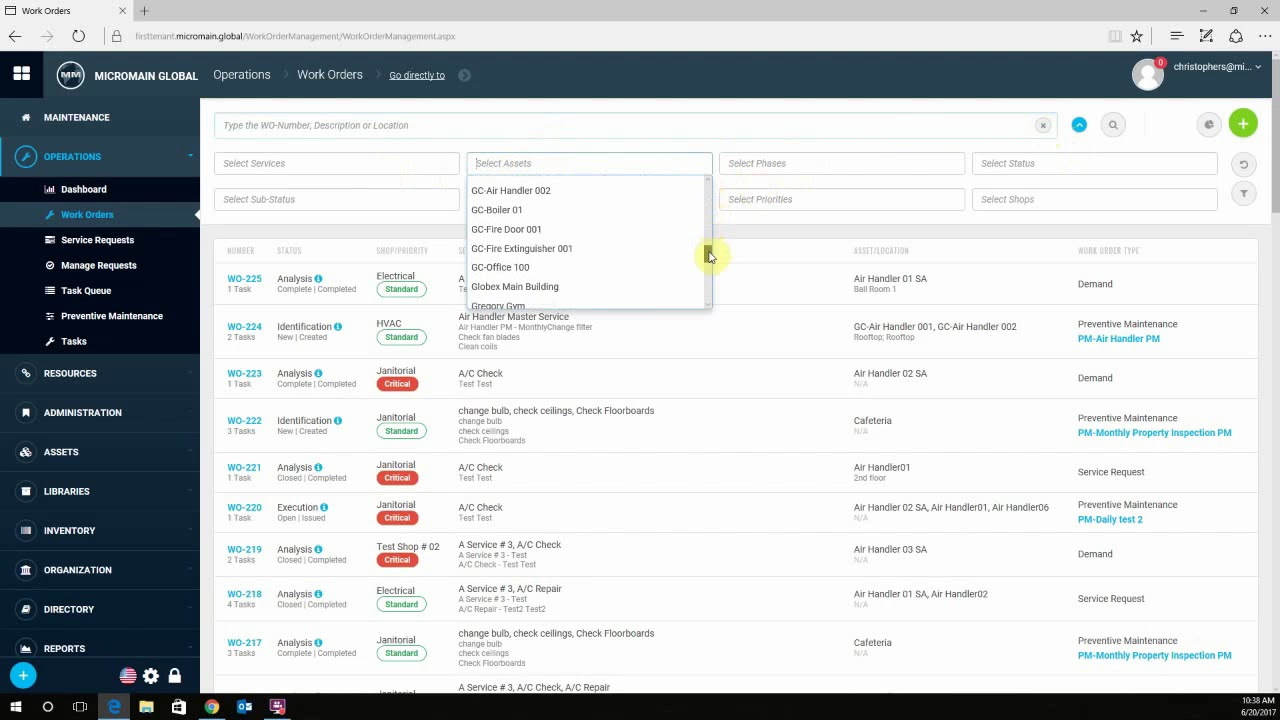 MicroMain GLOBAL Create Filters in MicroMain