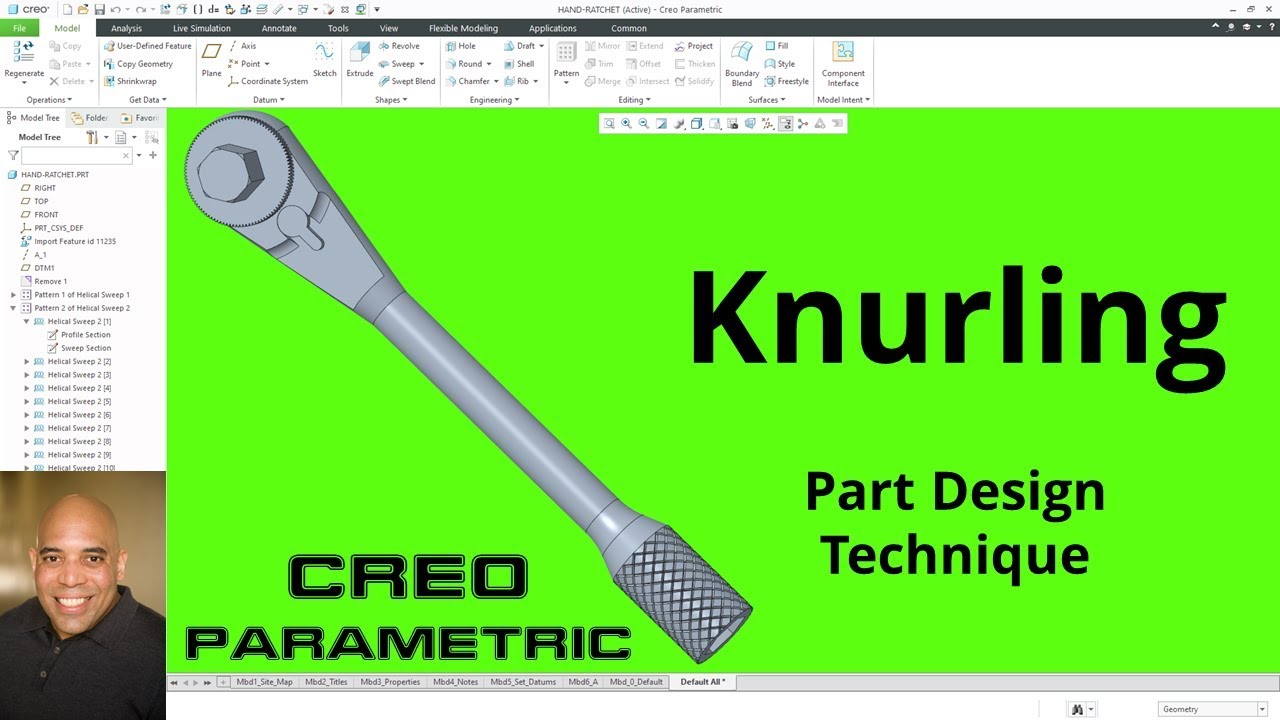 Creo Parametric — Накатка — Расширенное проектирование деталей [Демо]