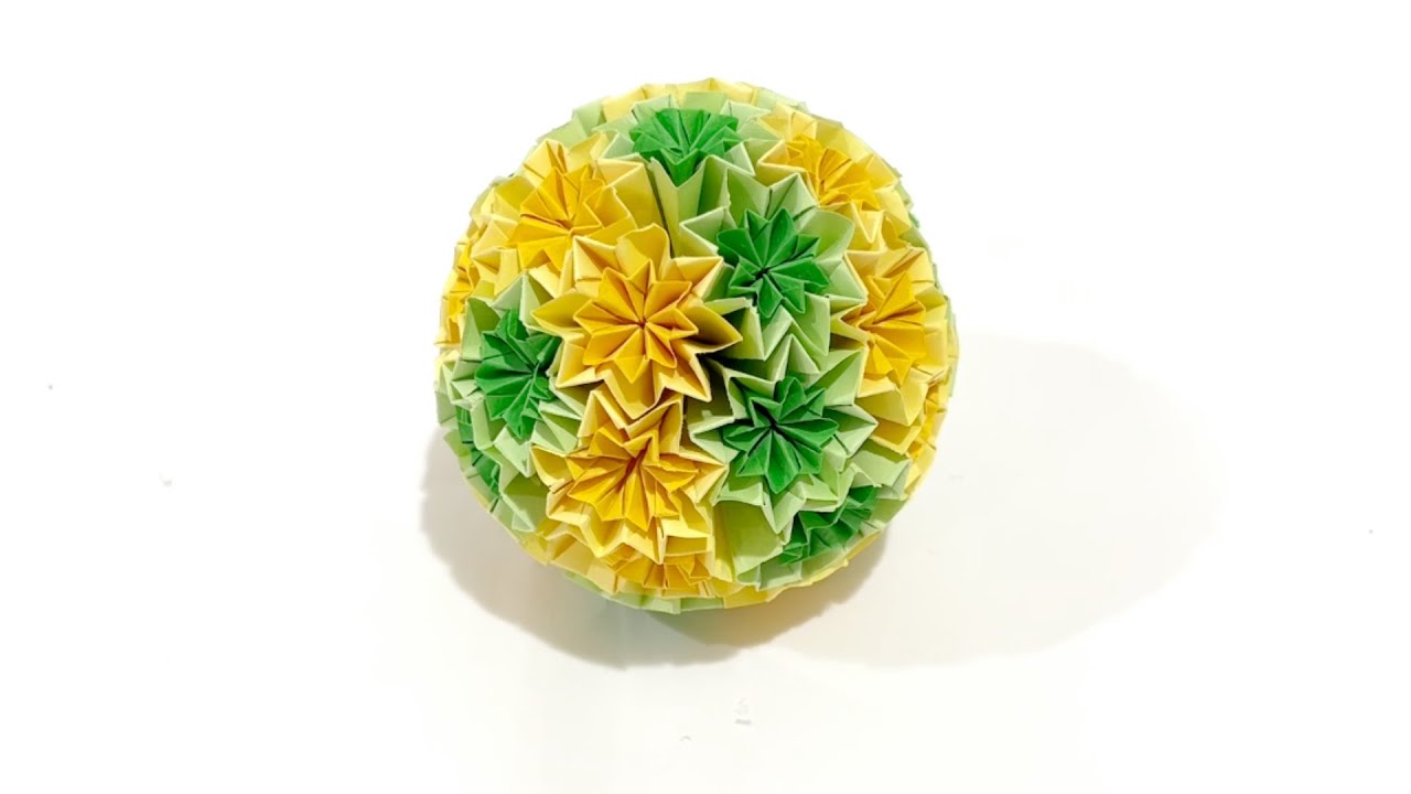 Full Tutorial🌕Origami Art🍀A round floral ball made of octagonal flowers #kusudama #gift #decoration