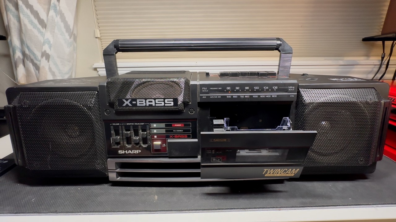 Vintage Boombox 1989 Sharp WQ-T354 Twin Cam X-BASS Cassette Mechanism Minor Repair