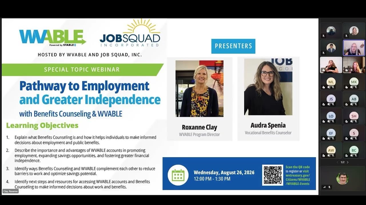 Pathway to Employment and Greater Independence with Benefits Counseling and WVABLE