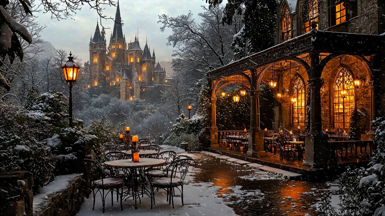 Snowy Castle in Winter ❄️ Dark Academia Ambience | Piano Music for Deep Study & Writing