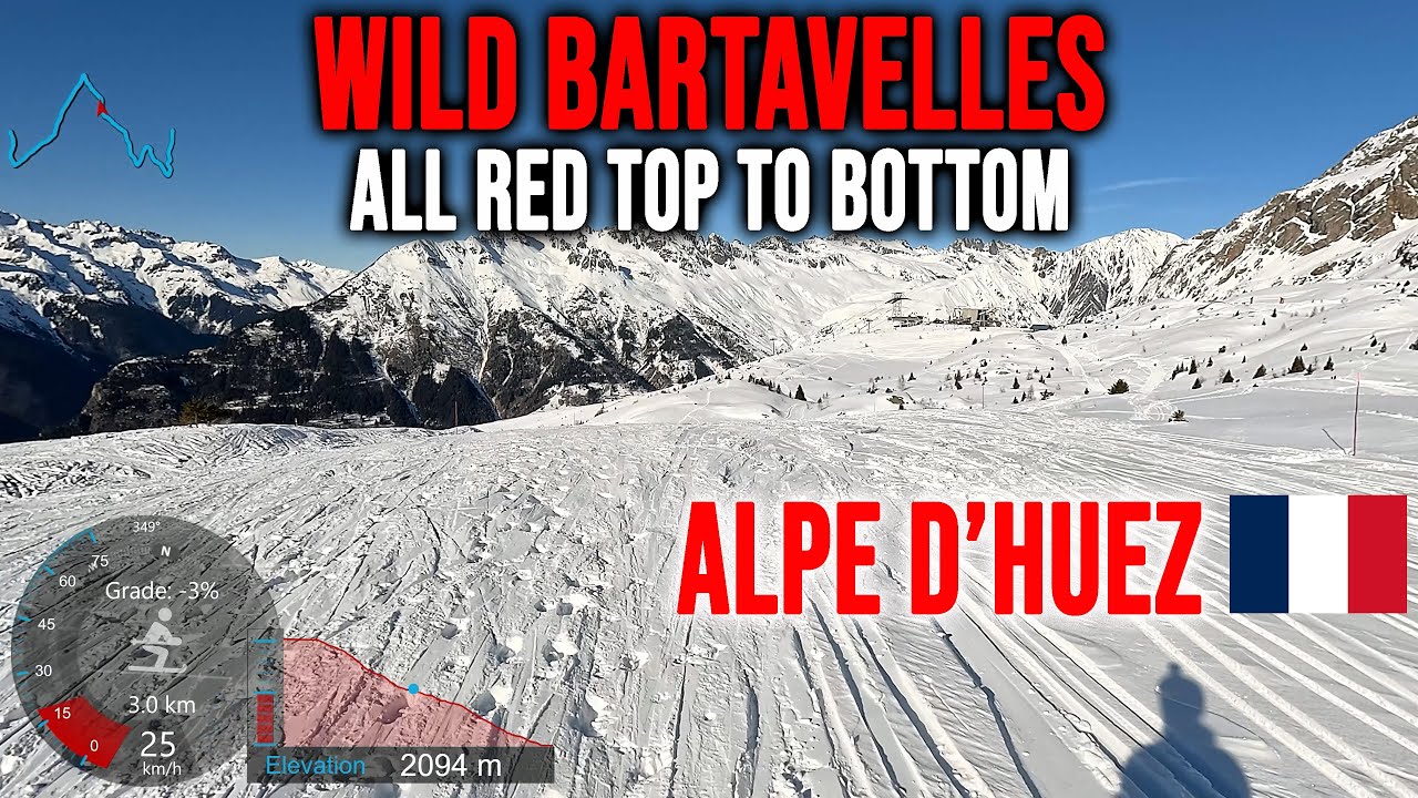 [4K] Skiing Alpe d'Huez, Wild Les Bartavelles - All Red Top to Bottom, France, GoPro HERO13