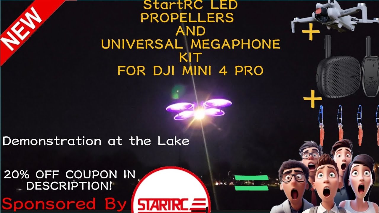 StartRC LED propellers & Universal MEGAPHONE SPEAKER for DJI MINI 4 PRO drone flying demonstration