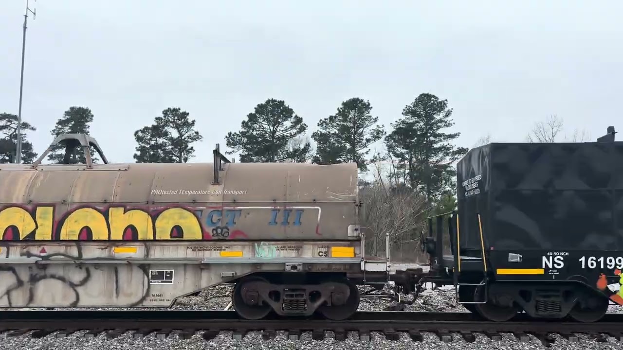 NS 242 off to Charleston on 2/28/26 with big wave from conductor Gibbs 