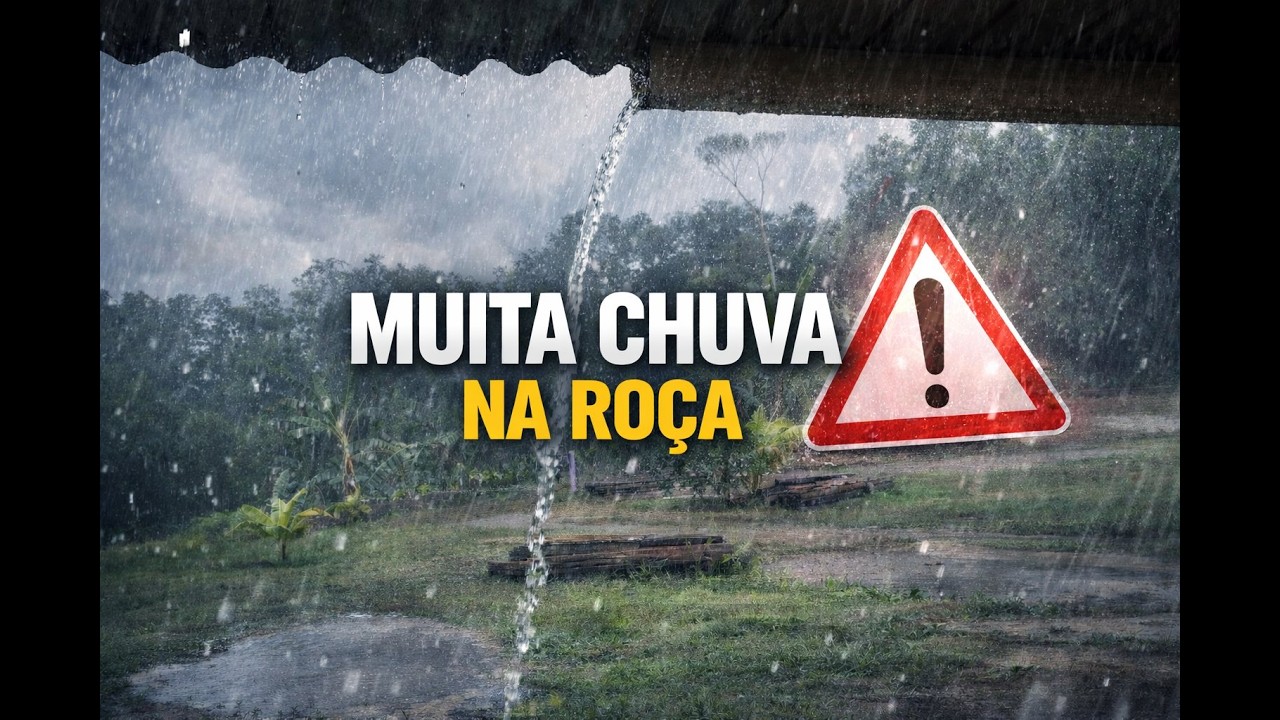 Roça debaixo d’água! Olha o tamanho dessa chuva!