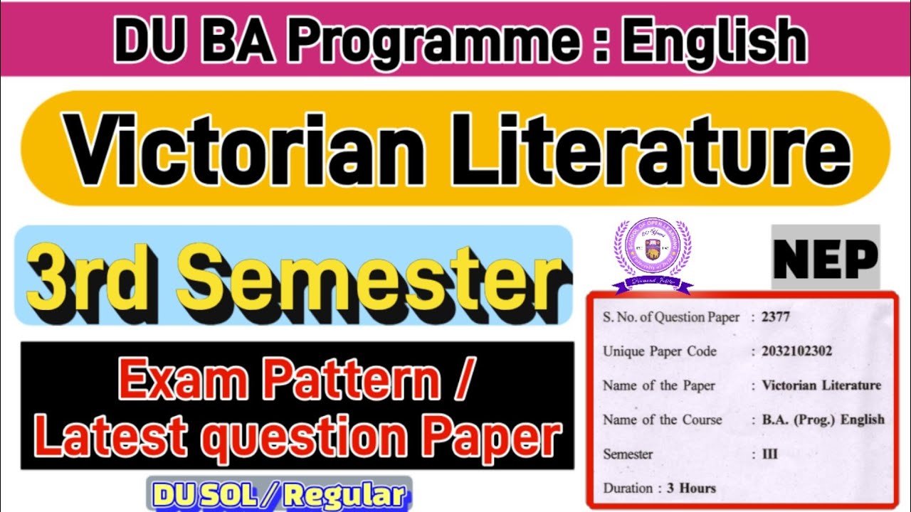 Victorian literature ba Prog English 3rd Semester Previous year question paper du sol / regular 
