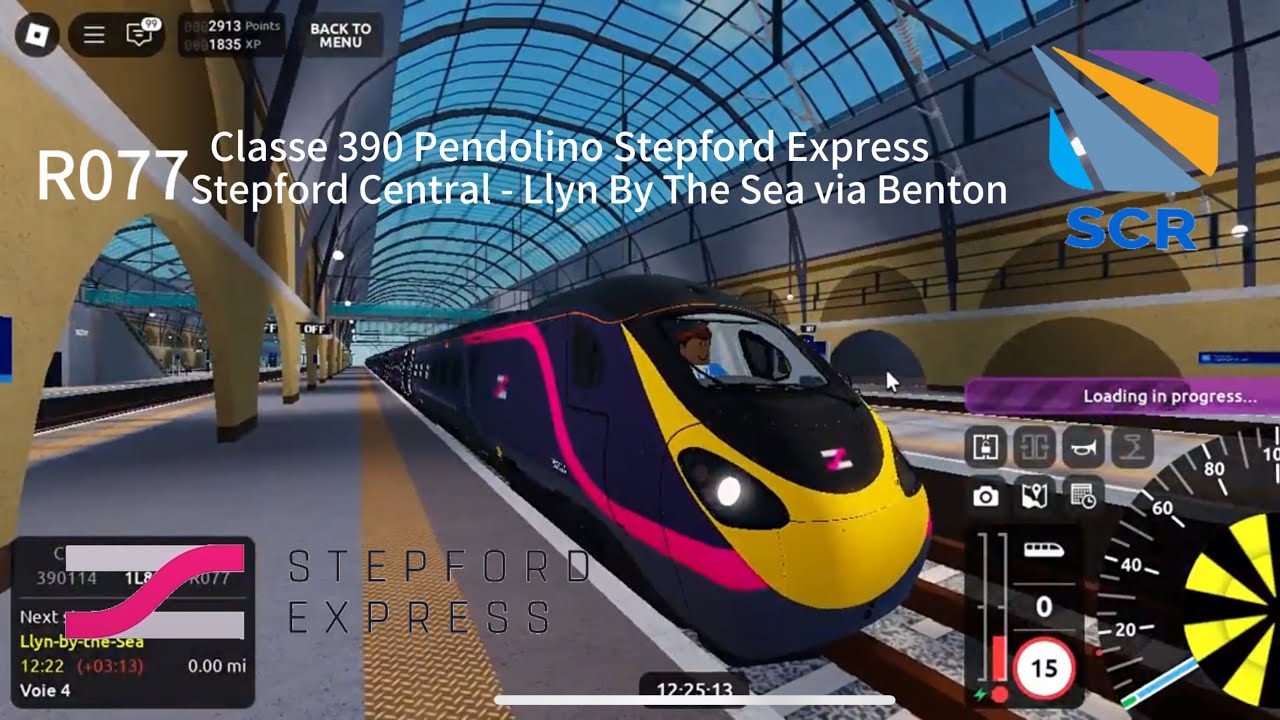 (Roblox SCR V2.1.2) (Classe 390/1 Pendolino 11car R077 Stepford Central - Llyn By The Sea via Benton