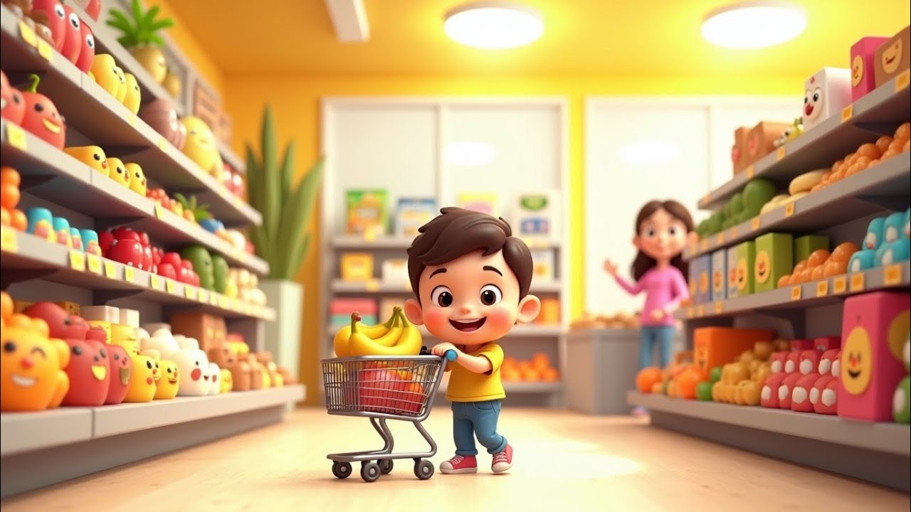 Grocery Store Shopping 🛒| Nursery Rhyme in Cocomelon Style|™#Kids playtime and. 