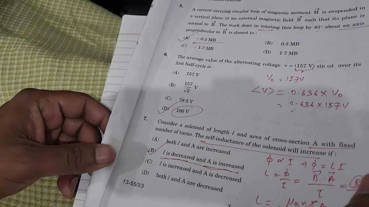 CBSE CLASS 12 PHYSICS 2024 BOARD PAPER 55/3/3 ANSWERS, 