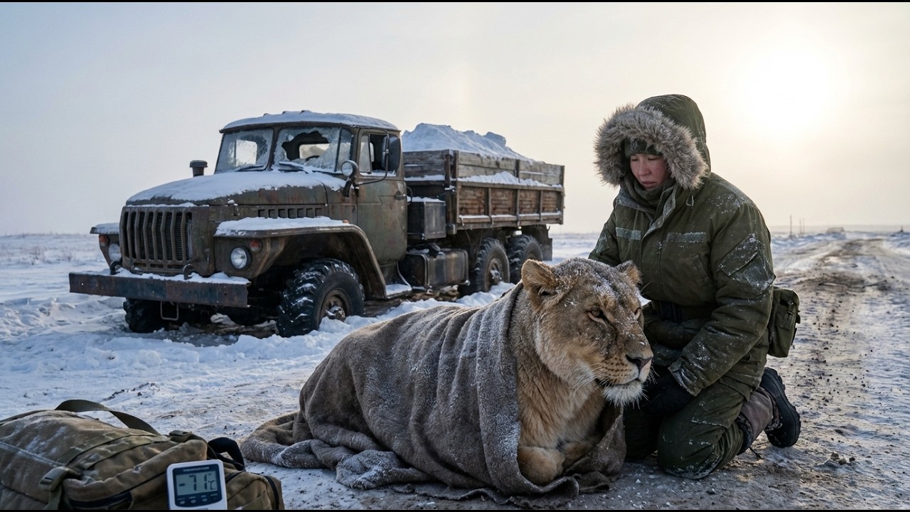 She saved a lioness frozen far from her pride near a wrecked truck  Yakutia,  71°C