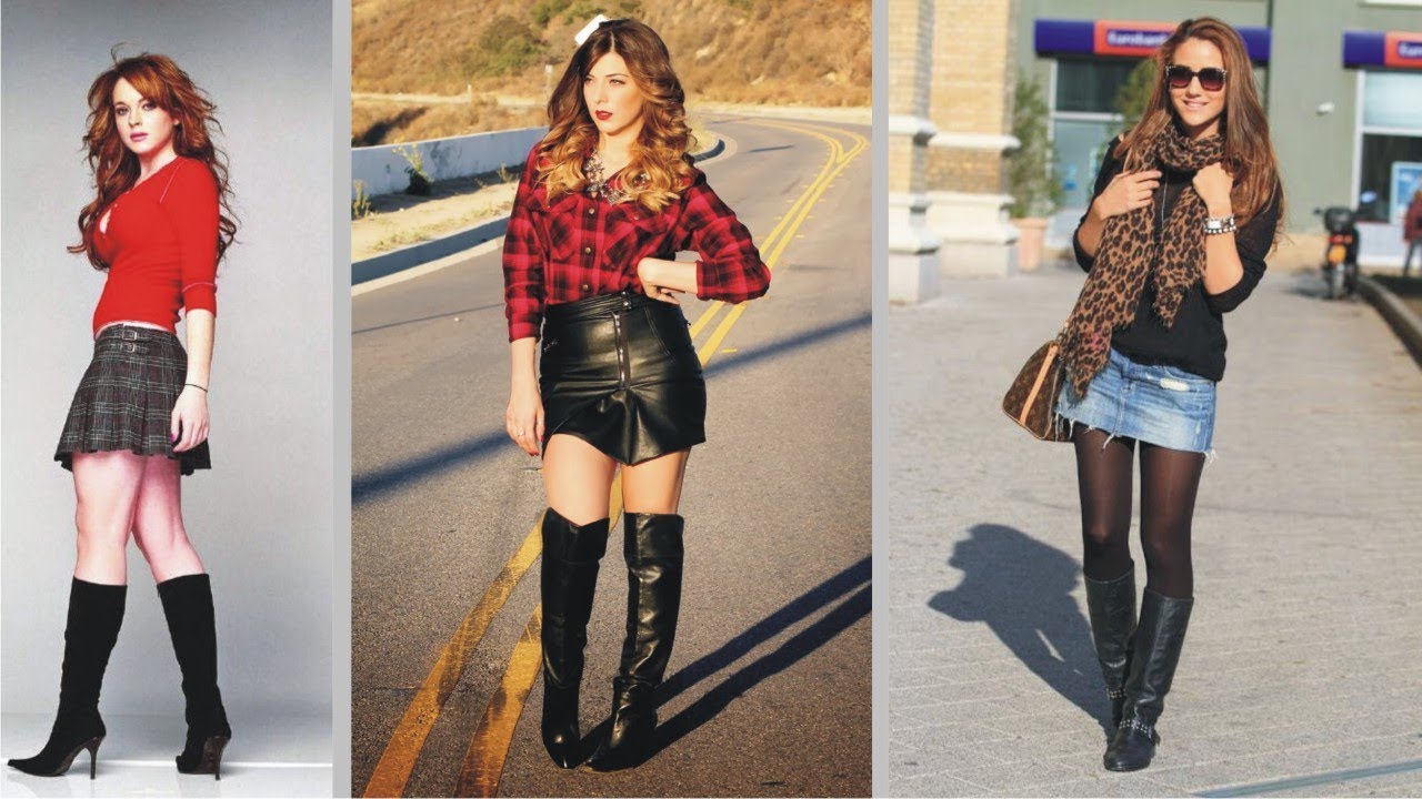 Graceful Women Short Skirts And Boots