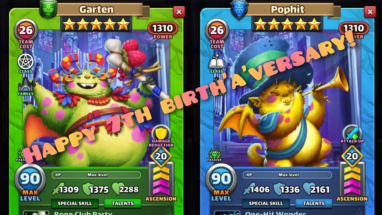 Empires & Puzzles Garten & Pophit funny looking for Gargoyles but these guys are Party Animals!! 🥳🥳🥳