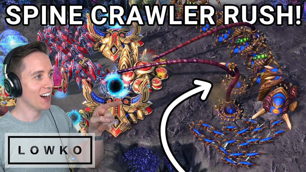 StarCraft 2: Dark SPINE CRAWLER RUSHES Reynor!