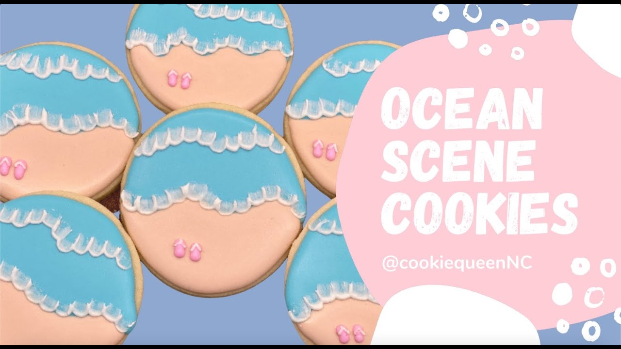 Beach theme Scene Scenic Ocean Wave Beginner Cookie Decorating Class Tutorial