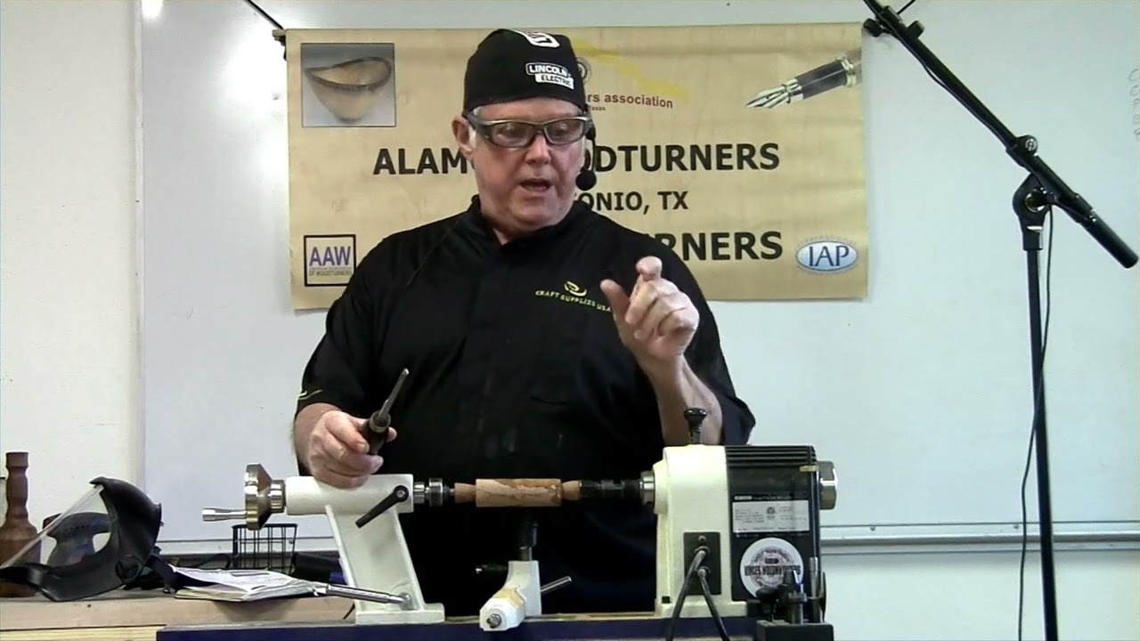 Jim Desbrow shows how to turn a wooden duck call.