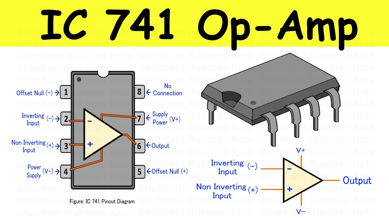 IC 741 Op-Amp (Operational amplifier) Pin Diagram, Construction and Working Explained | Shubham Kola