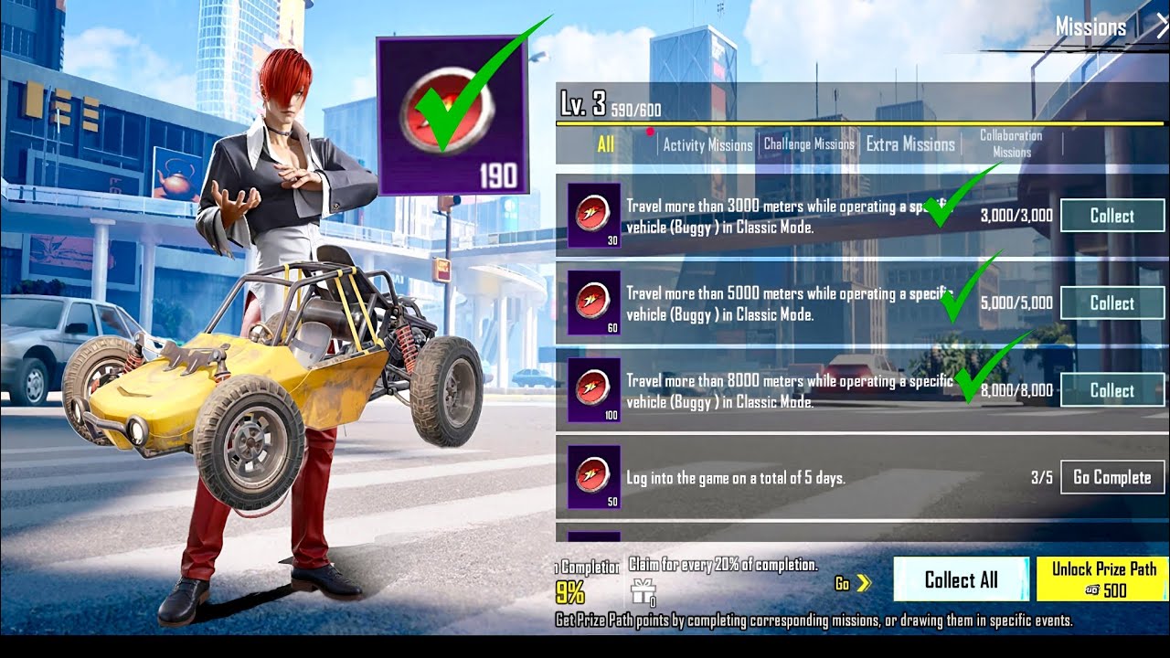 Travel more than 8000 meters while operating a specific vehicle (Buggy) in Classic Mode.0/8,000
