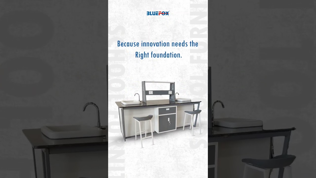 Modern School Furniture Design | Dual Desk, Lab Table, Library Rack & More | Bluefox Interio